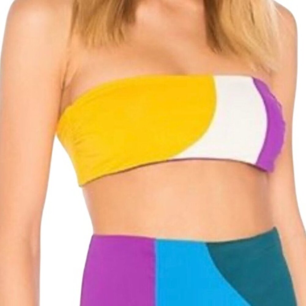 Mara Hoffman Womens Abigail Ivory Multi Bandeau Bikini Top Size S